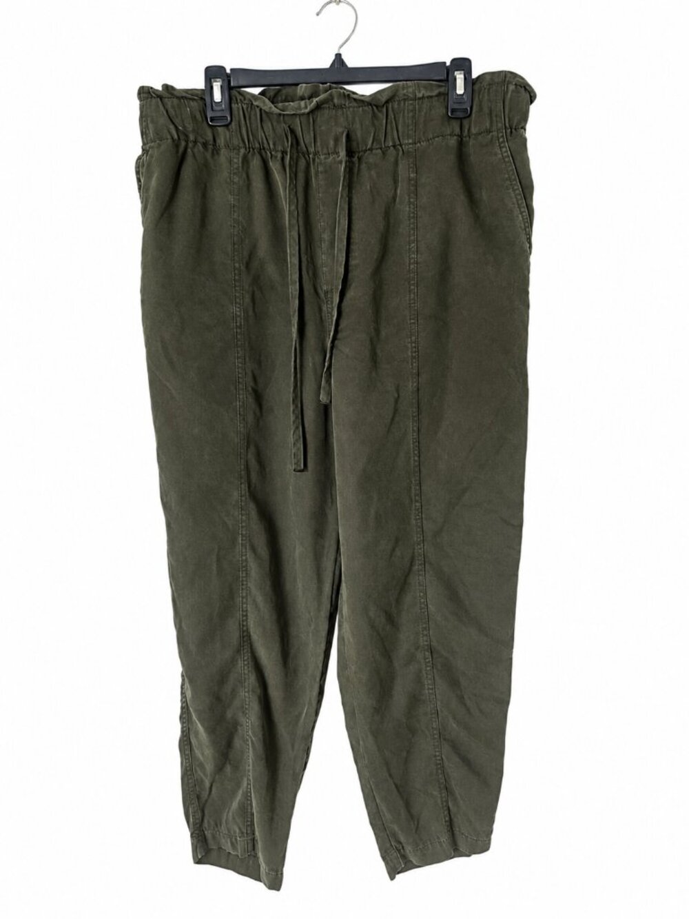 A New Day Distressed Lyocell Paperbag Pants Olive Green Size Large